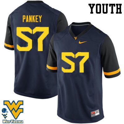 Youth West Virginia Mountaineers NCAA #57 Adam Pankey Navy Authentic Nike Stitched College Football Jersey BW15M47JE